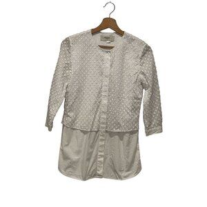 Weekend MaxMara Womens White Textured Button-Front Tunic Shirt Top